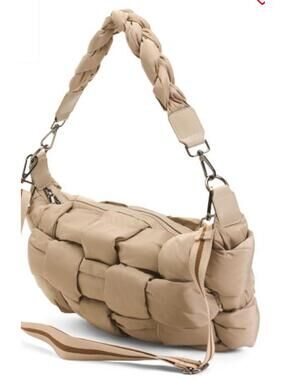 SOL & SELENE Medium Nylon Woven Hobo With Top Handle And Crossbody Strap